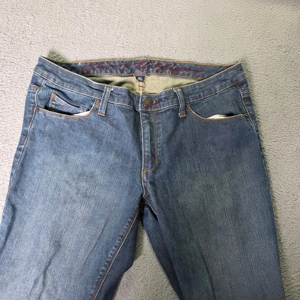 Tommy Hilfiger Womens 12R Straight Leg Jeans Blue Medium Wash Mid Rise Stretch